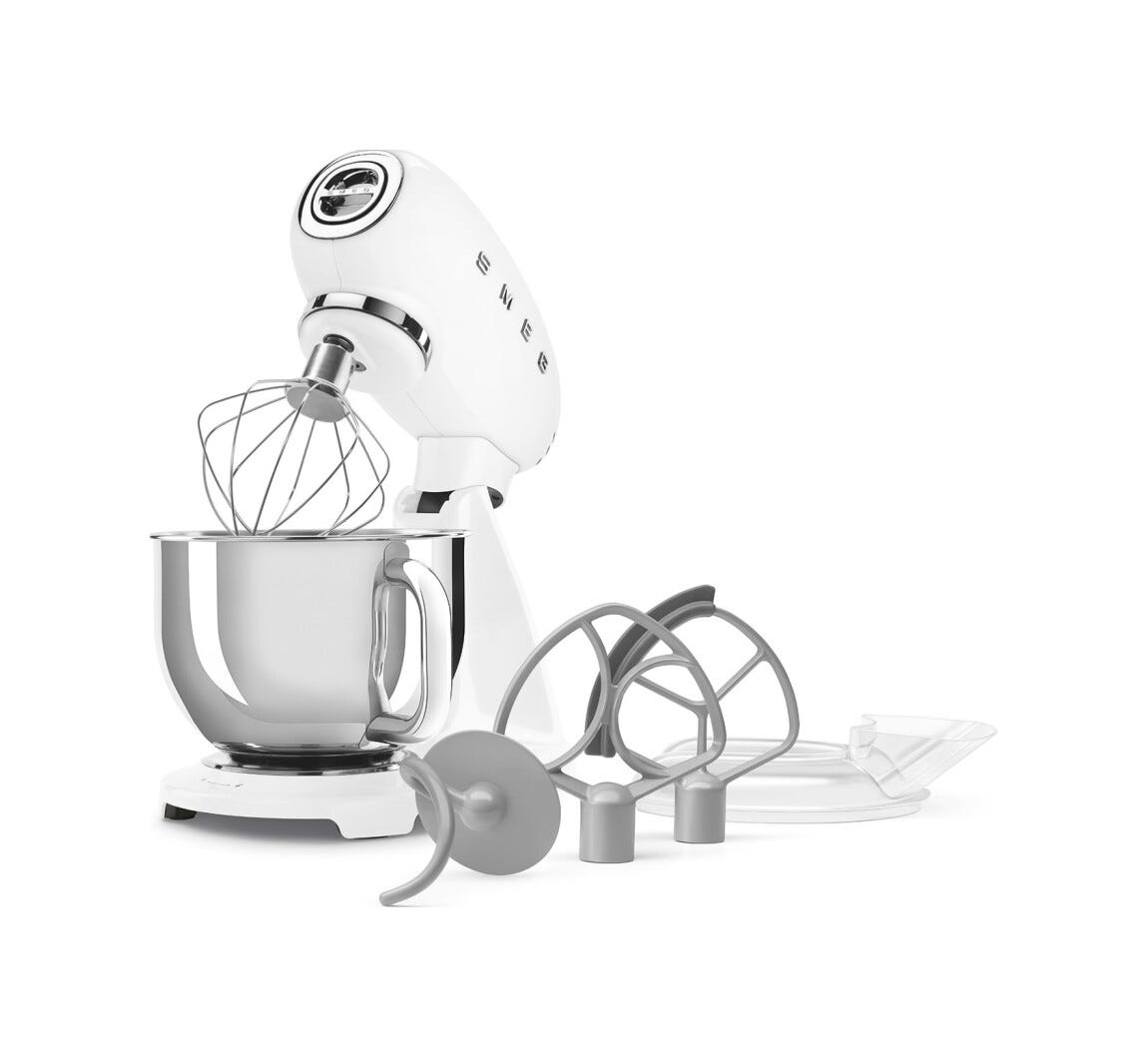 Smeg Selection SMF05WHEU 50's Style Impastatrice full color, ciotola da 4,8 litri, 1000 W, bianco lucido