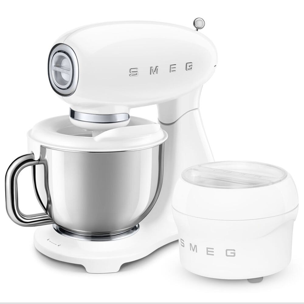 Smeg Selection SMF05WHEU 50's Style Impastatrice full color, ciotola da 4,8 litri, 1000 W, bianco lucido