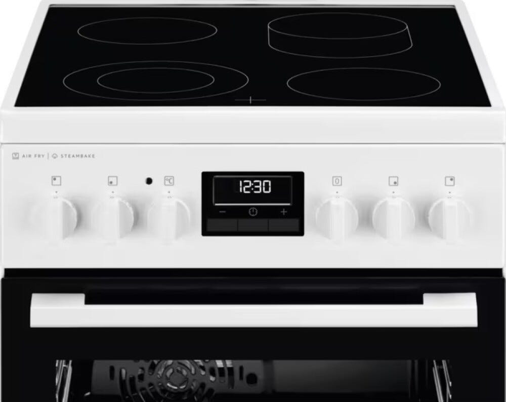 Electrolux LKR564277W Cucina da accosto elettrica, 50 cm, Vetroceramica, Forno SteamBake, Bianco