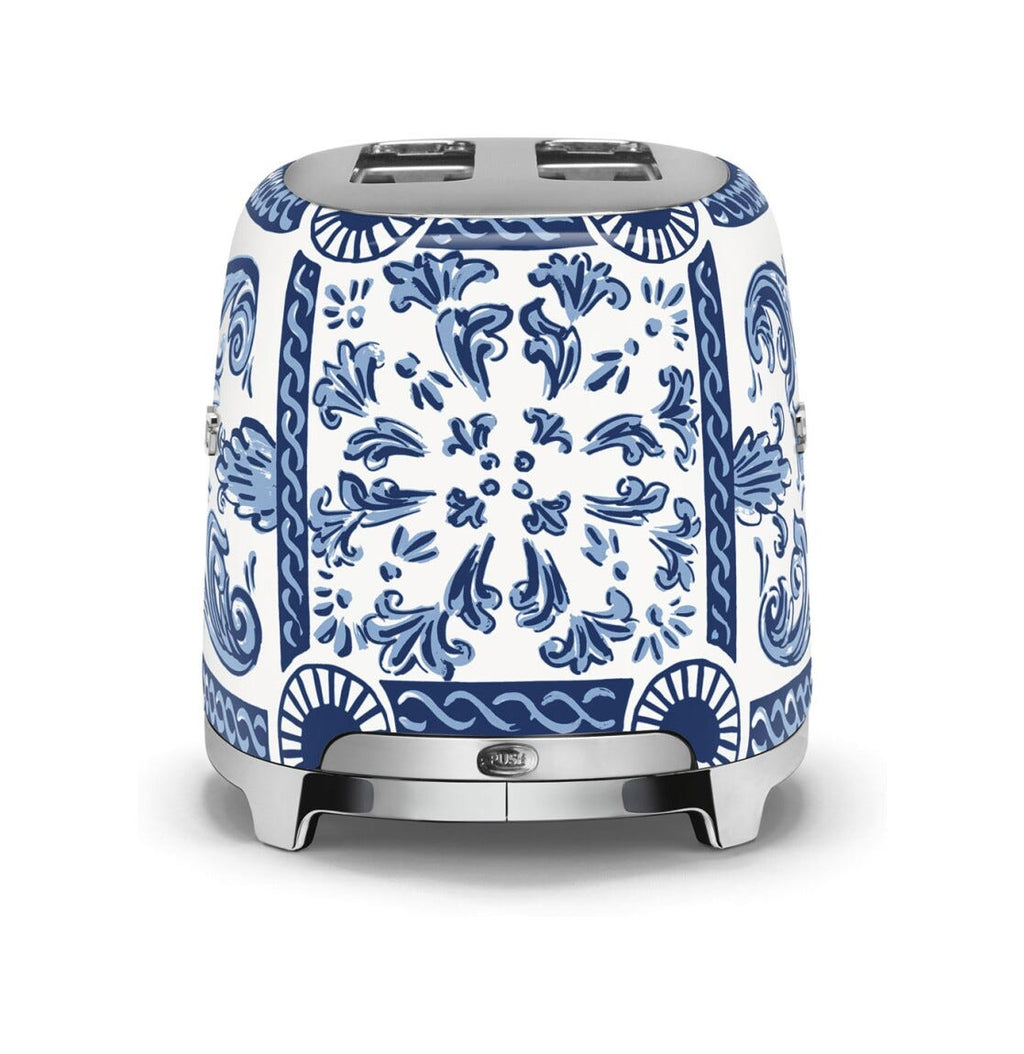 Smeg Selection TSF01DGBEU 50's style, Blu mediterraneo Tostapane 2 fette, 6 livelli di tostatura, decorato lucido