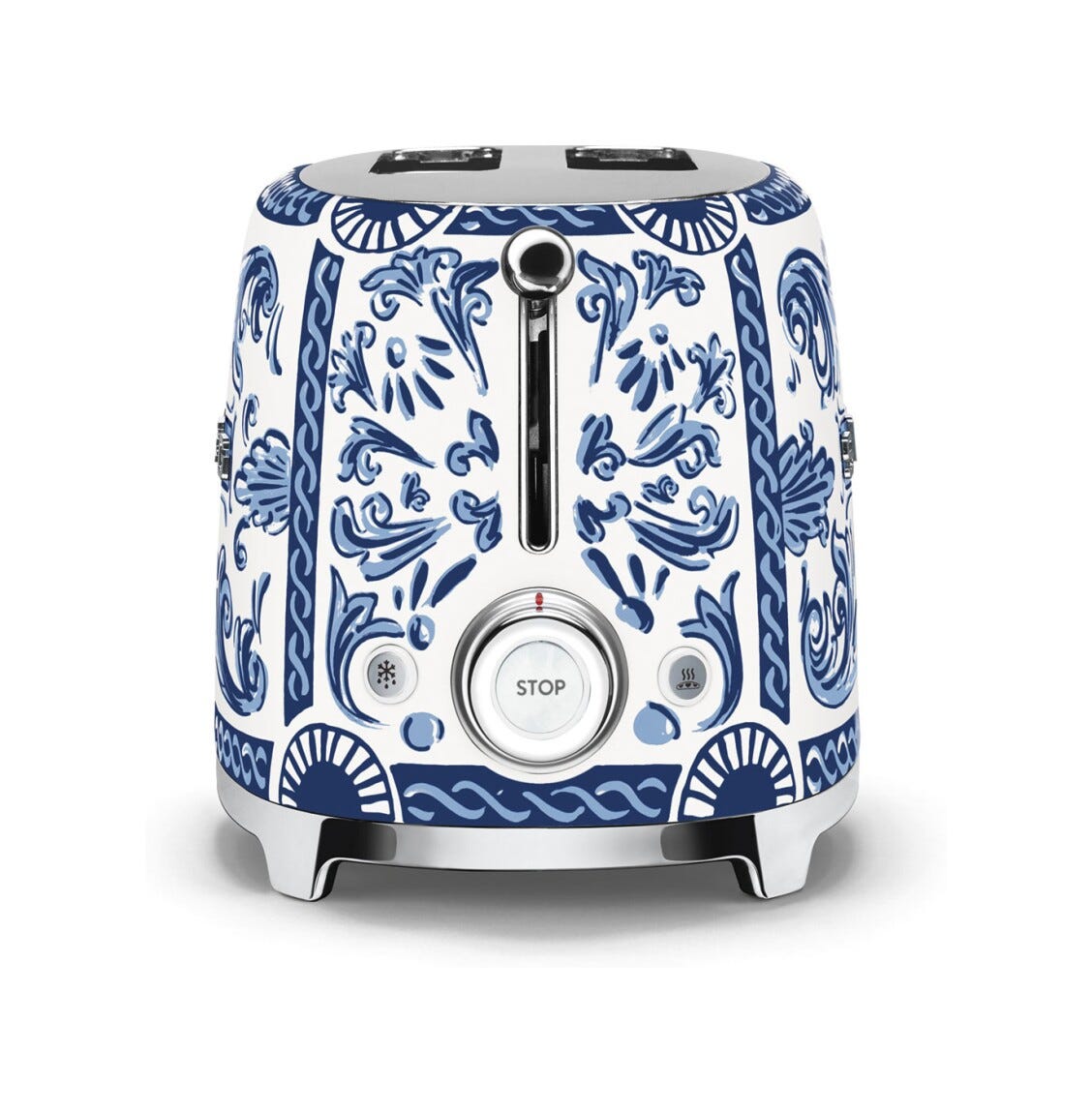 Smeg Selection TSF01DGBEU 50's style, Blu mediterraneo Tostapane 2 fette, 6 livelli di tostatura, decorato lucido