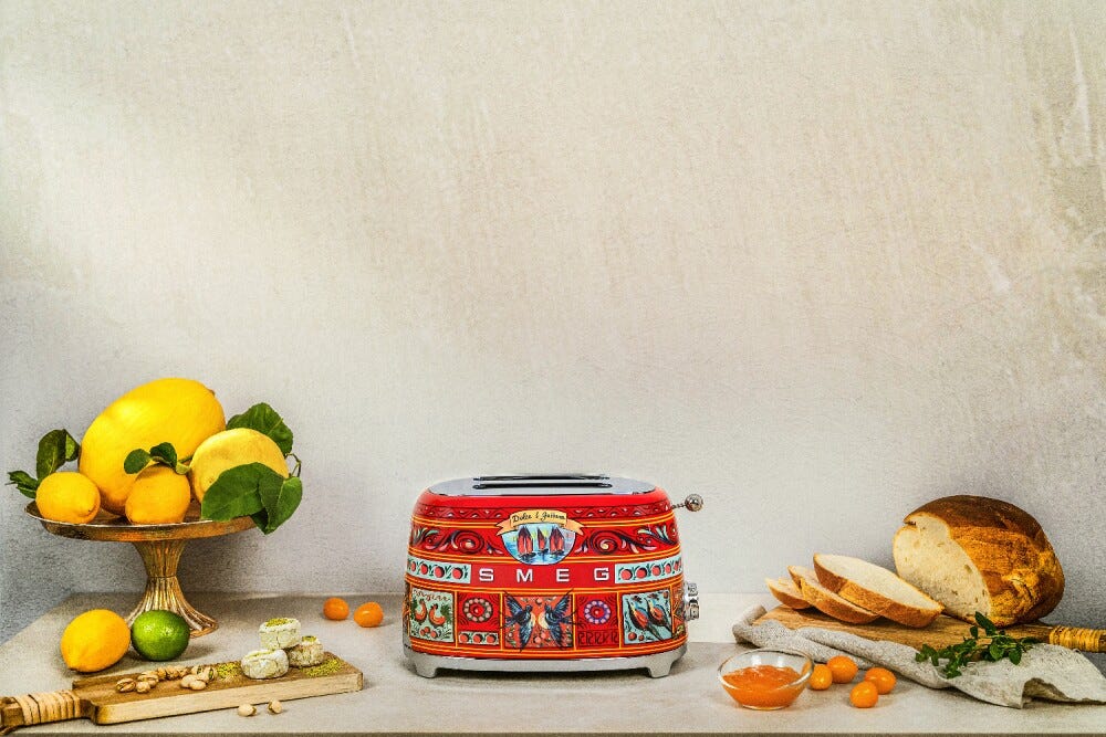 Smeg Selection TSF01DGEU 50's style, Sicily is my love Tostapane 2 fette, 6 livelli di tostatura, decorato lucido