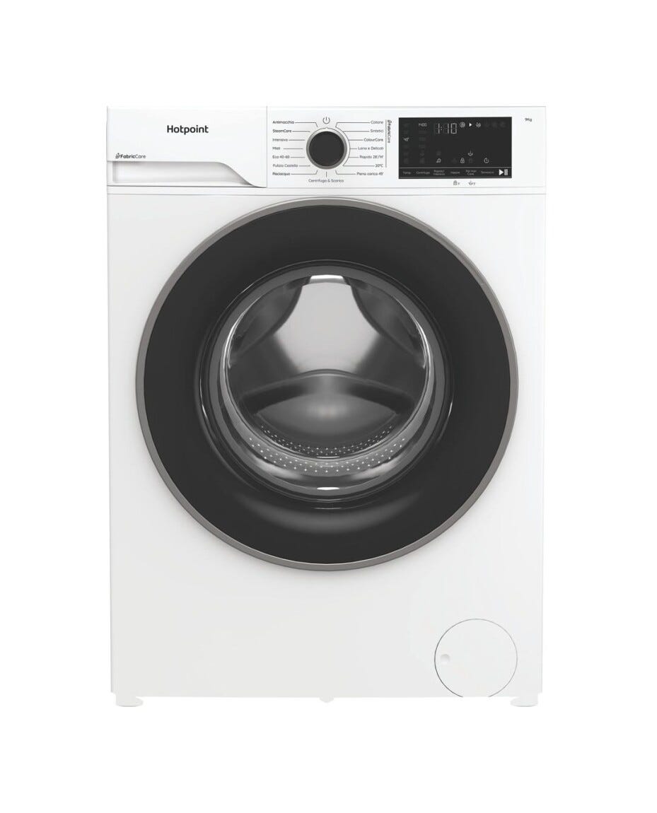 Hotpoint Ariston HB 93 CARE IT Délica Lavatrice cm. 60, capacità 9 kg, 1400 giri, FabricCare, ColorCare, motore inverter, bianco