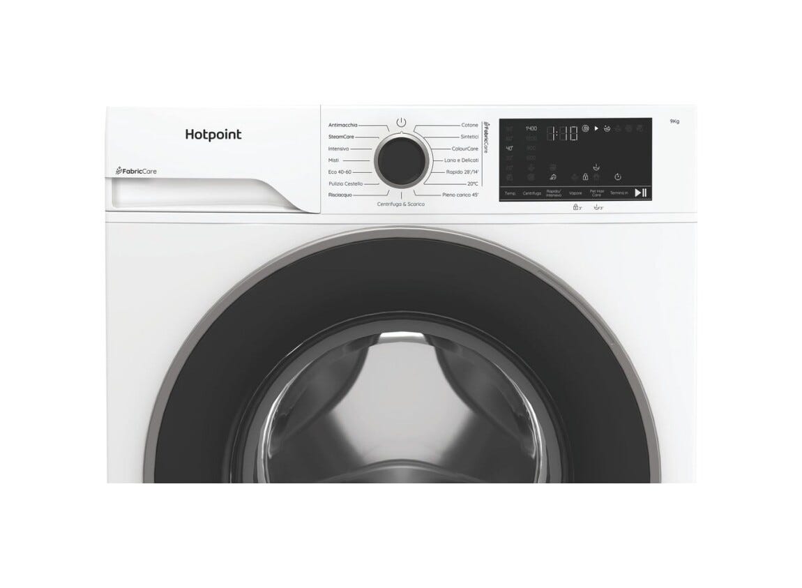 Hotpoint Ariston HB 93 CARE IT Délica Lavatrice cm. 60, capacità 9 kg, 1400 giri, FabricCare, ColorCare, motore inverter, bianco