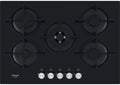 Hotpoint Ariston HAGS 72S BK Piano cottura a gas cm. 73, 5 fuochi, griglie in ghisa, vetro nero