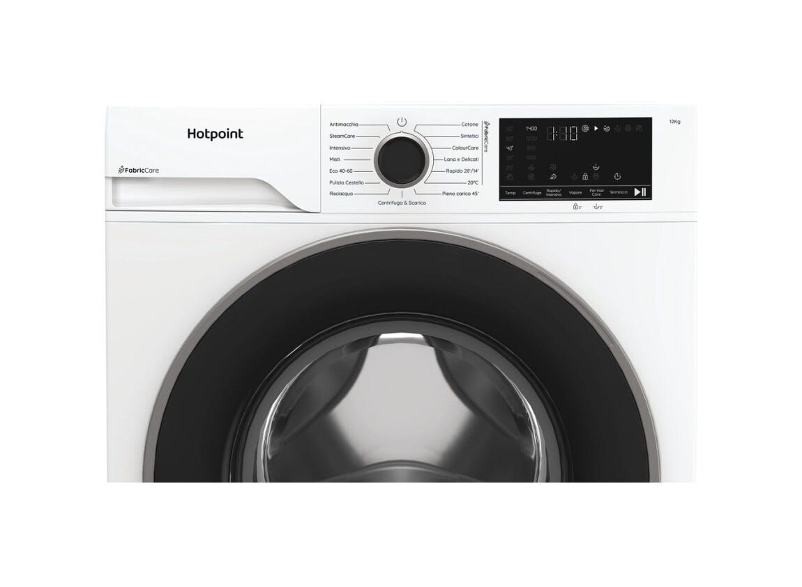 Hotpoint Ariston HB 123 CARE IT Délica Lavatrice cm. 60, capacità 12 kg, 1400 giri, FabricCare, ColorCare, motore inverter, bianco