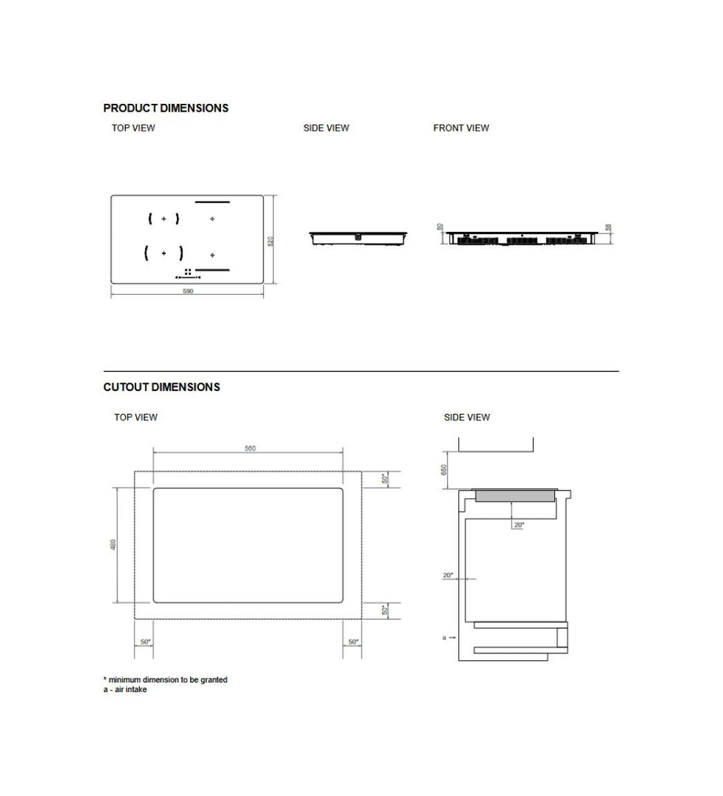 Bertazzoni P604I1B26NVS Modern Piano cottura a induzione 59 cm, 4 zone, slider touch, nero