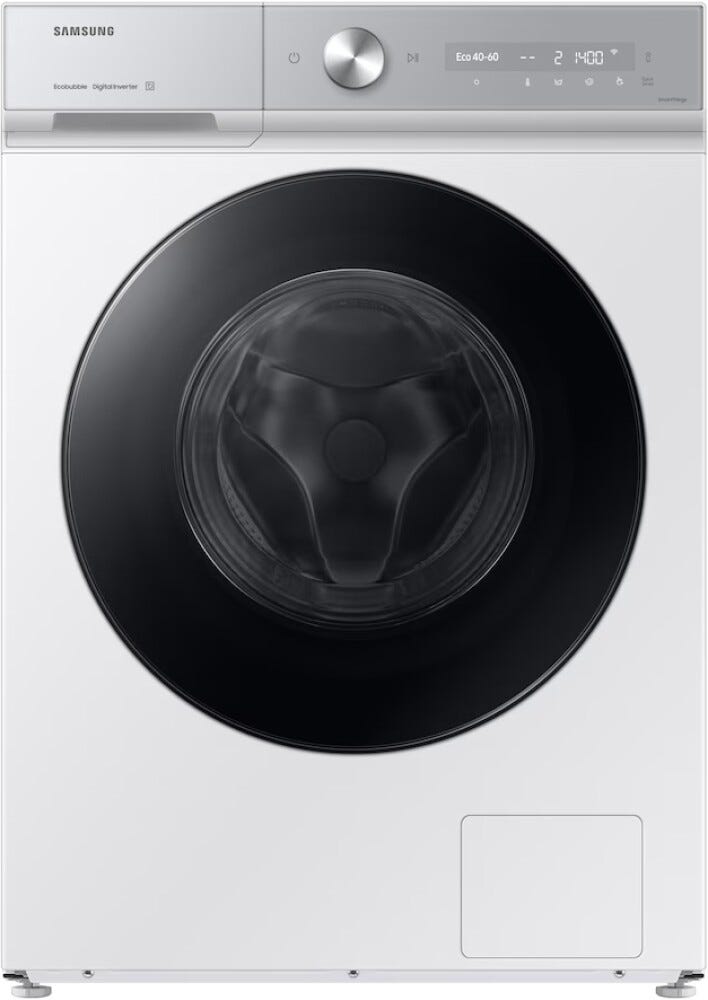 Samsung WW90DB8U95GHU3 Bespoke AI™ Quickdrive Lavatrice a carica frontale, 9 kg, centrifuga 1400 giri, WiFi, con ecodosatore e tecologia AI Ecobubble™, bianco
