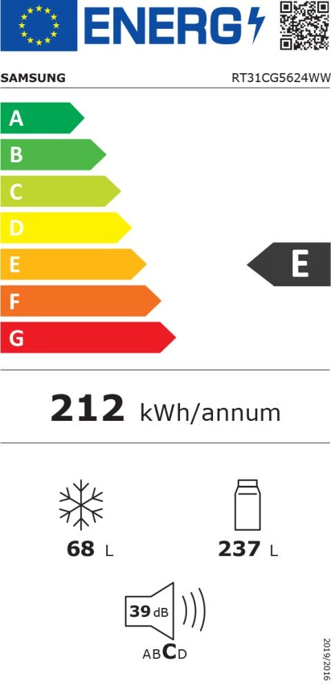 Samsung RT31CG5624WWES EcoFlex AI frigorifero con congelatore a libera installazione cm. 60, altezza 172, 305 litri, No Frost Premium, bianco