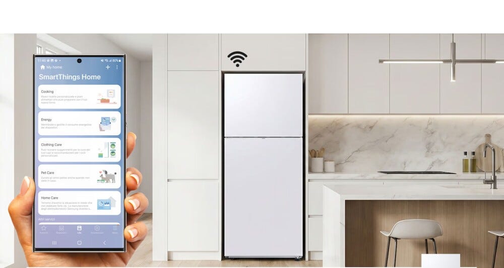 Samsung RT42CG6644WW Frigorifero con congelatore a libera installazione cm. 70, altezza 178, 415 litri, Total No Frost, WiFi integrato, bianco