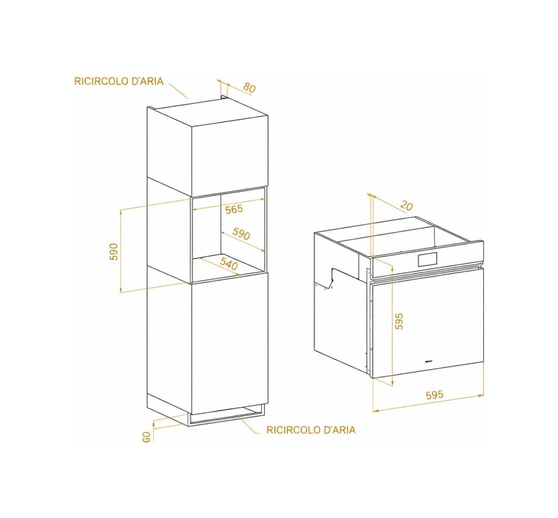 Irinox HF45P2350006 Abbattitore di temperatura domestico da incasso cm. 60 h. 45, vetro nero