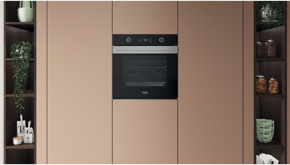 Hotpoint Ariston HAOI78PU0SXA Forno elettrico cm. 60, capacità 73 litri, Pirolitico + Diamond Clean, Forced Air, grill 2450 W, inox/nero