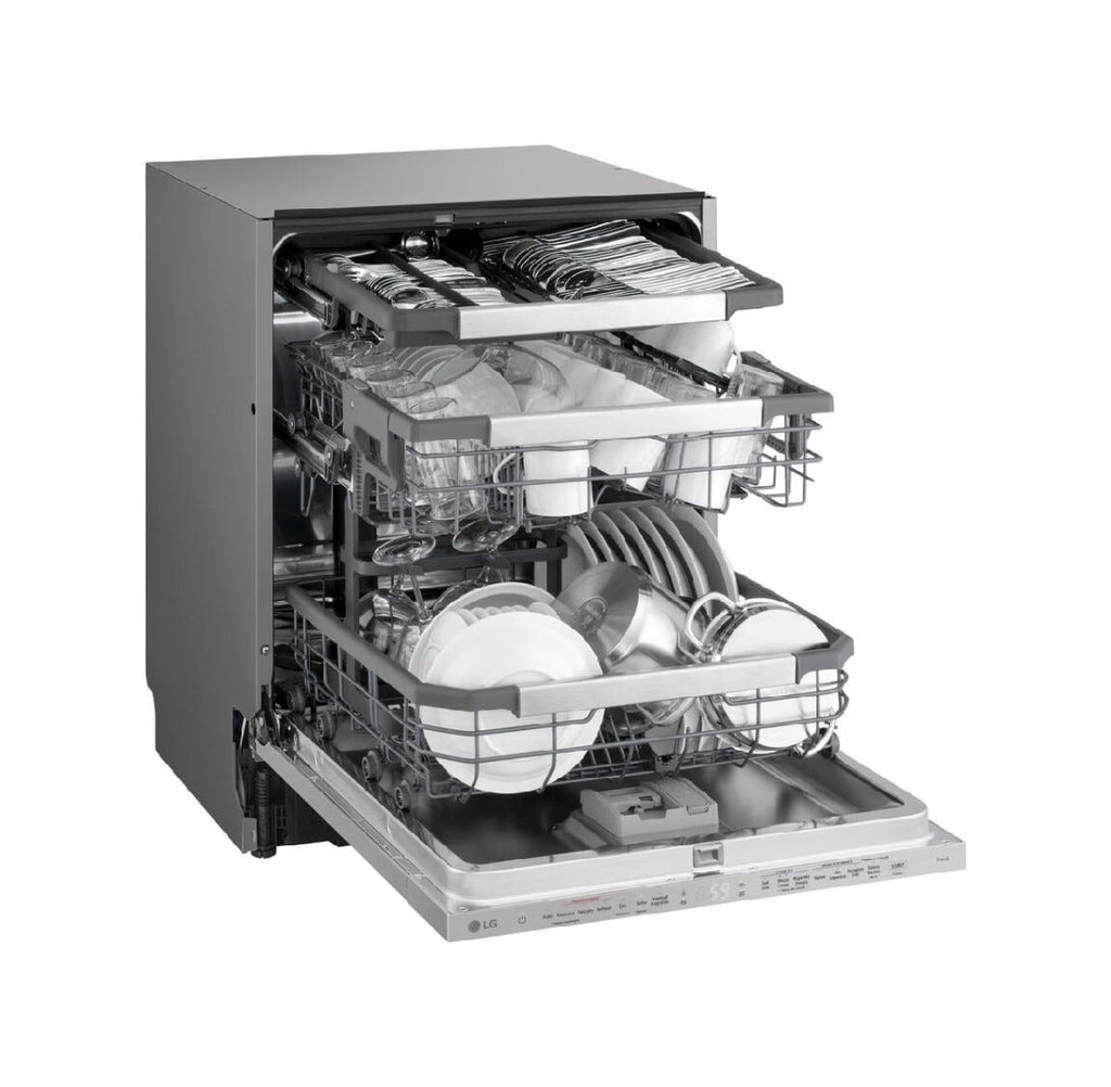LG DB476TXSW 4 Lavastoviglie a scomparsa totale 14 coperti, QuadWash™, TrueSteam™ e Wi‑Fi ThinQ, cerniere sliding