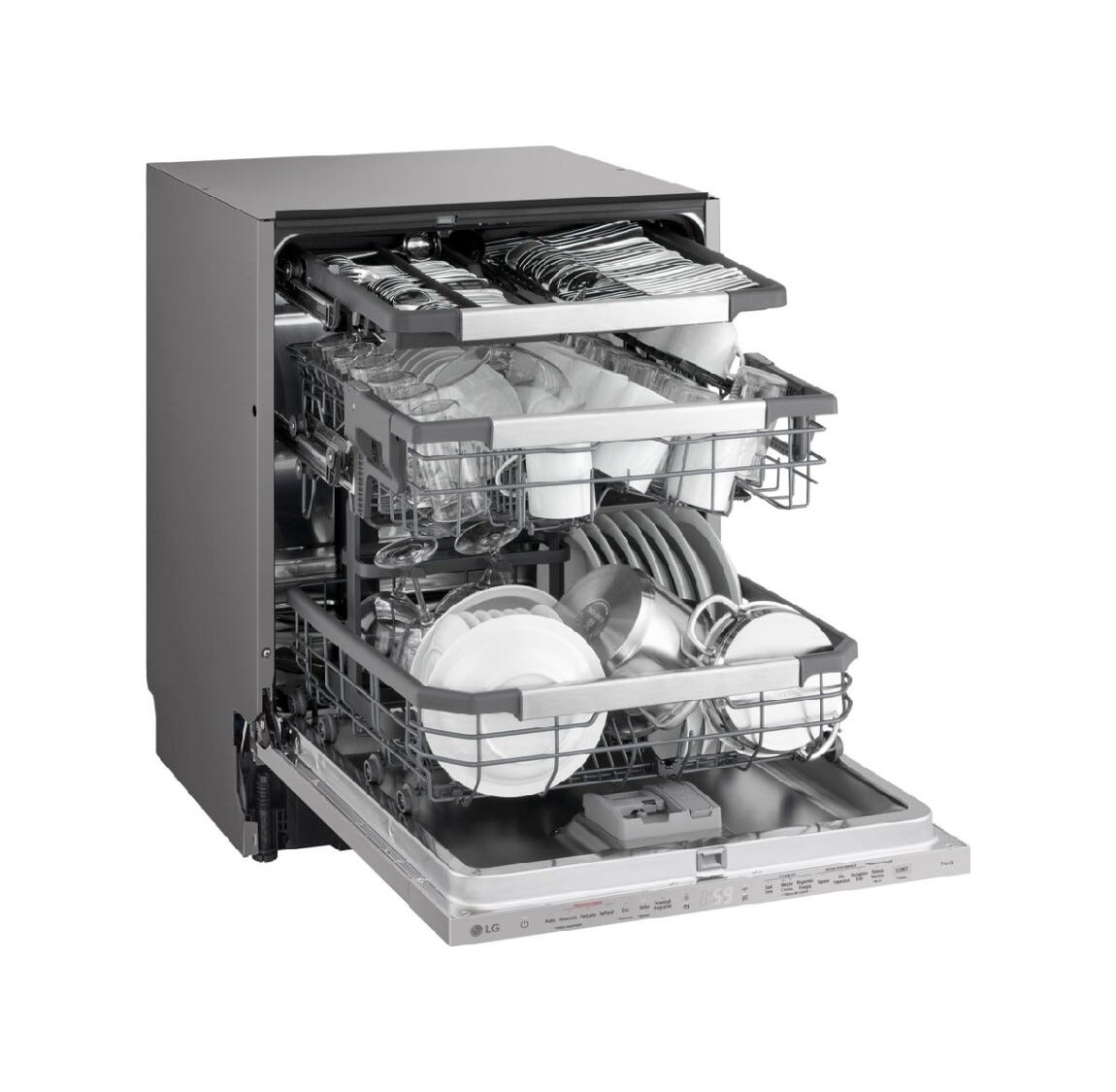 LG DB476TXSW 4 Lavastoviglie a scomparsa totale 14 coperti, QuadWash™, TrueSteam™ e Wi‑Fi ThinQ, cerniere sliding
