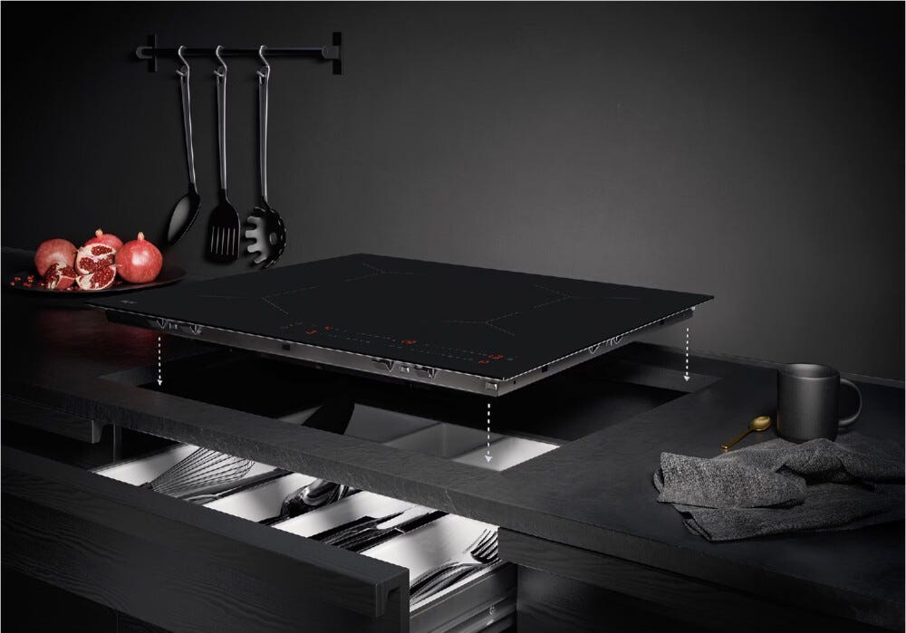 AEG OIO64A00IT serie 5000 Piano cottura a induzione cm. 60, 4 zone cottura, funzione Hob2Hood®, vetroceramica nero opaco, SaphirMatt