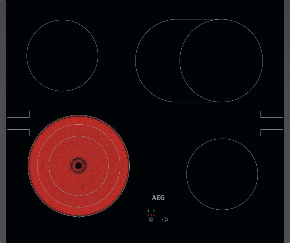 AEG TA64RA07FB serie 3000 Piano cottura elettrico cm. 60, 4 zone cottura, comandi integrati nel forno, nero