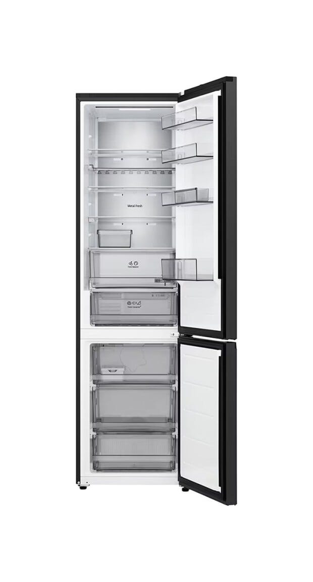 LG GBBS525CEV Frigorifero con congelatore a libera installazione, 375 L, Smart Inverter, Door & Linear Cooling, Classe C, nero
