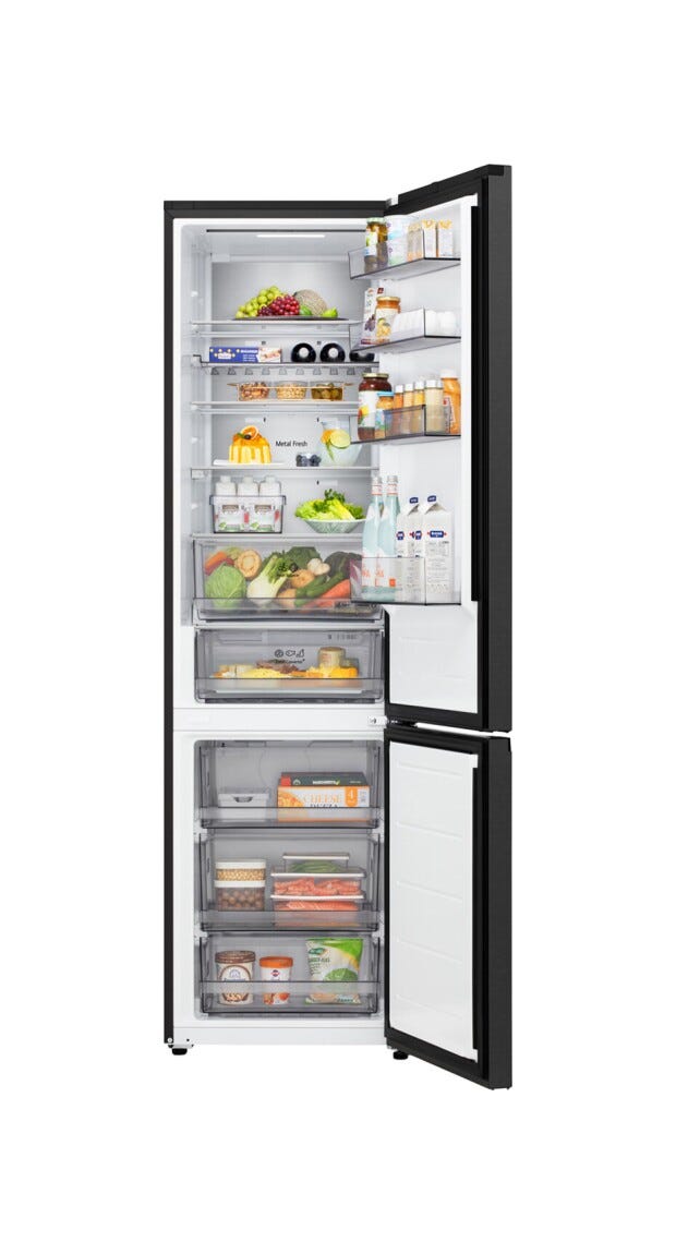 LG GBBS525CEV Frigorifero con congelatore a libera installazione, 375 L, Smart Inverter, Door & Linear Cooling, Classe C, nero