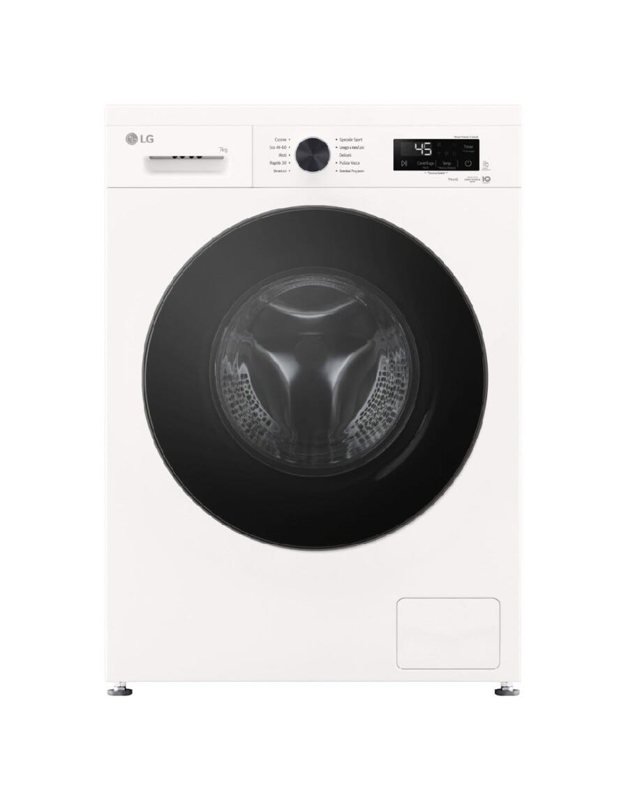 LG F2NX10S7NWB Lavatrice cm. 60, capacità 7 kg, 1200 giri, Inverter DirectDrive, Steam, bianco
