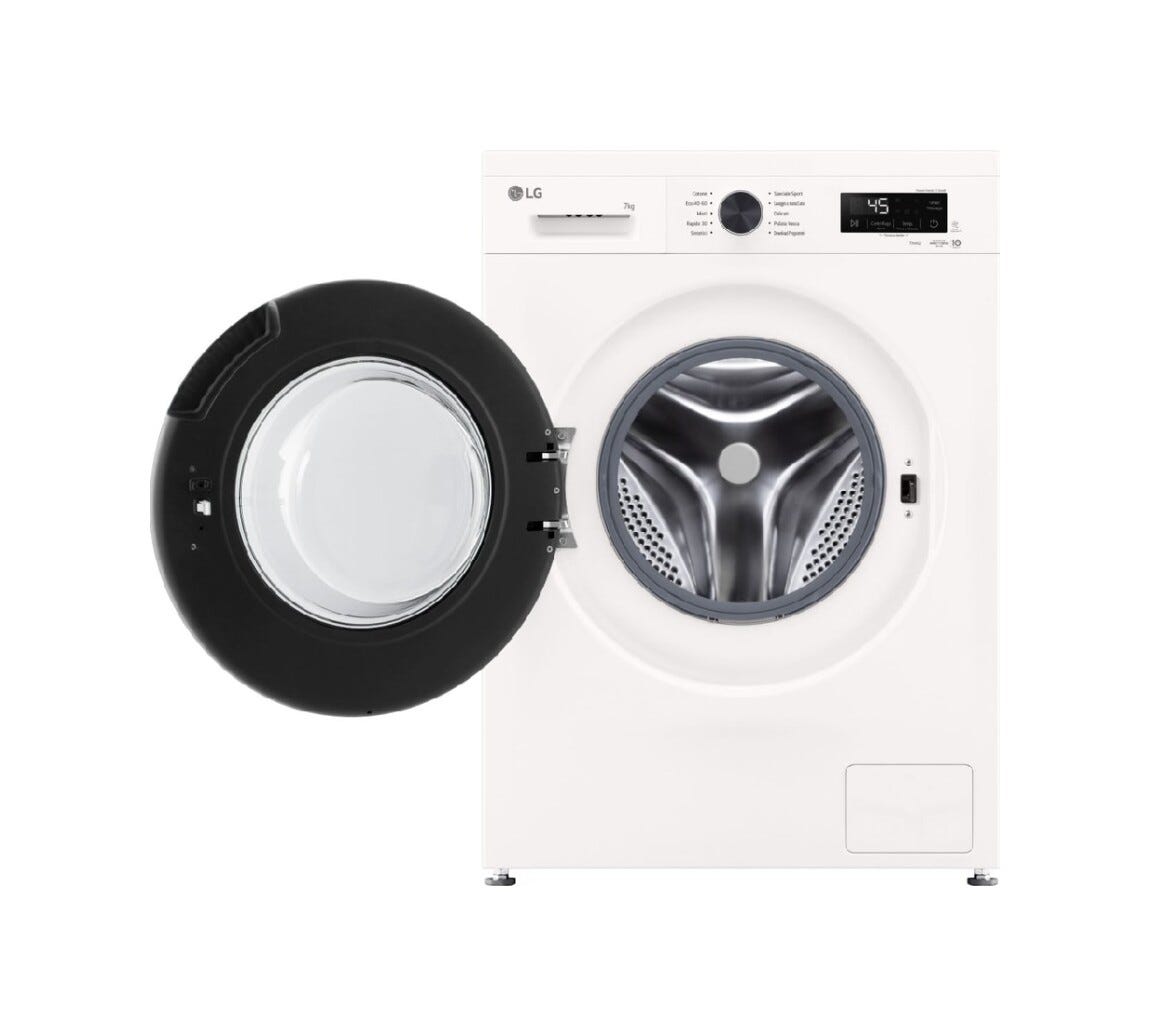 LG F2NX10S7NWB Lavatrice cm. 60, capacità 7 kg, 1200 giri, Inverter DirectDrive, Steam, bianco