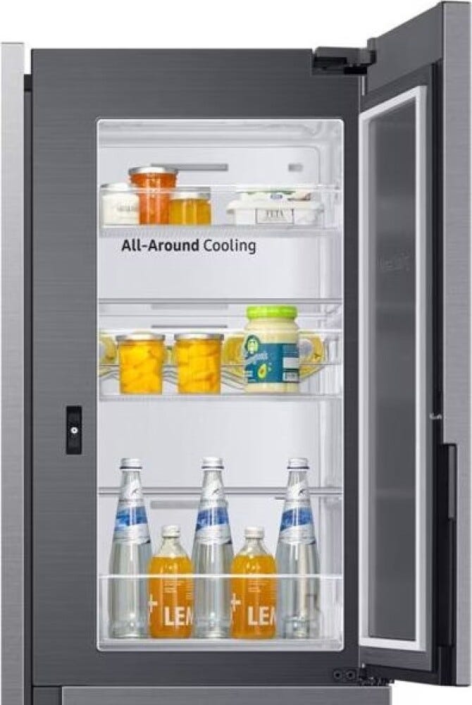 Samsung RH64DG53R3S9EF Frigorifero con congelatore side by side cm. 91, altezza 178, 628 litri, porta Food Showcase, dispenser acqua/ghiaccio, inox
