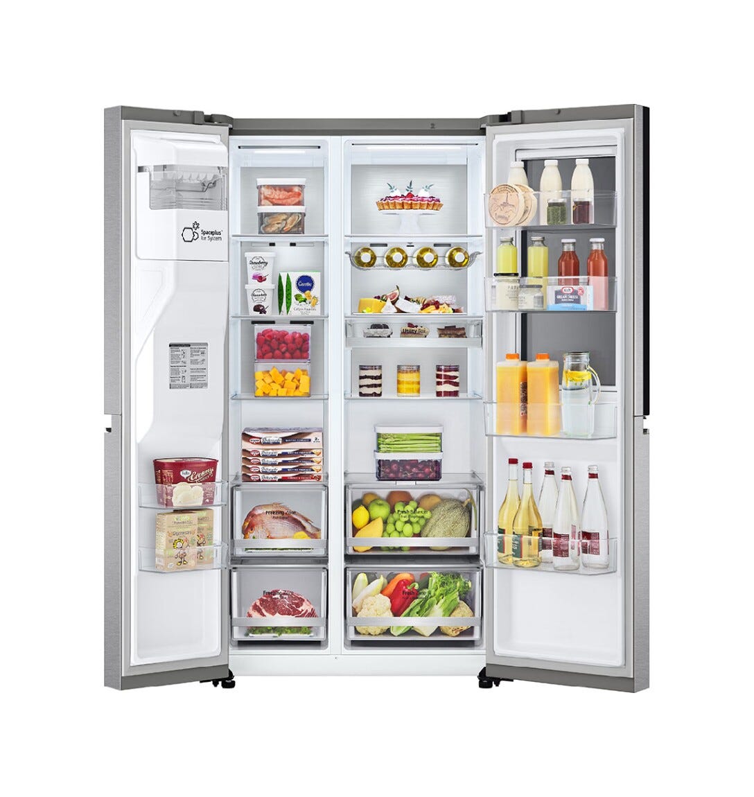 LG GSXE90MBDD Frigorifero Side-by-Side cm. 91, capacità 628 litri, InstaView Door-in-Door, DoorCooling+, LinearCooling, grigio