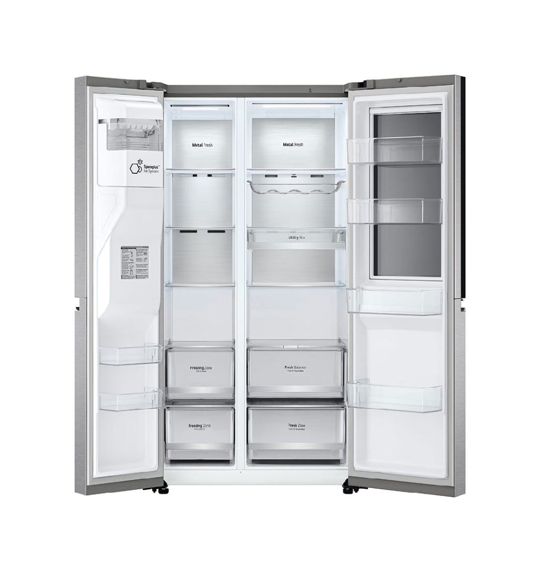LG GSXE90MBDD Frigorifero Side-by-Side cm. 91, capacità 628 litri, InstaView Door-in-Door, DoorCooling+, LinearCooling, grigio
