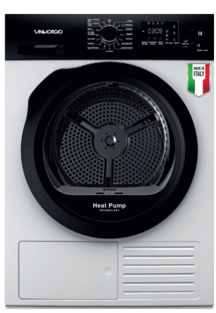 SanGiorgio SDR8I Asciugatrice a pompa di calore 8 kg, motore inverter, gas R290, display digitale