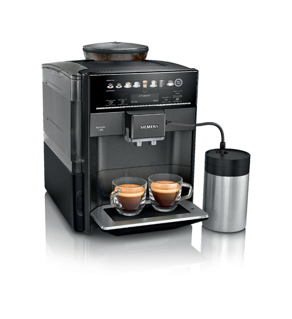 Siemens TE653M19RW EQ6 plus s300 Macchina da caffè automatica, sistema latte integrato, display touch, nero zaffiro metallizzato