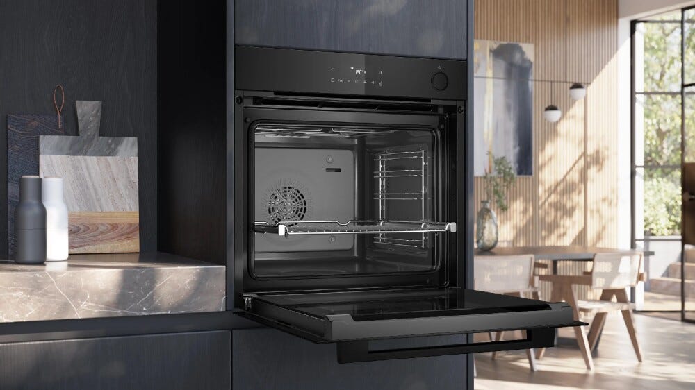 Siemens HR232GEB3 iQ300 Forno elettrico con funzione vapore cm. 59, 71 litri, pulizia idrolitica, airfry, classe A+, nero
