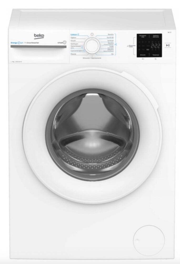 Beko BM3WFSU37015WW b300 Lavatrice cm. 60, capacità 7 kg, 1000 giri, SteamCure, ProSmart Inverter, bianco