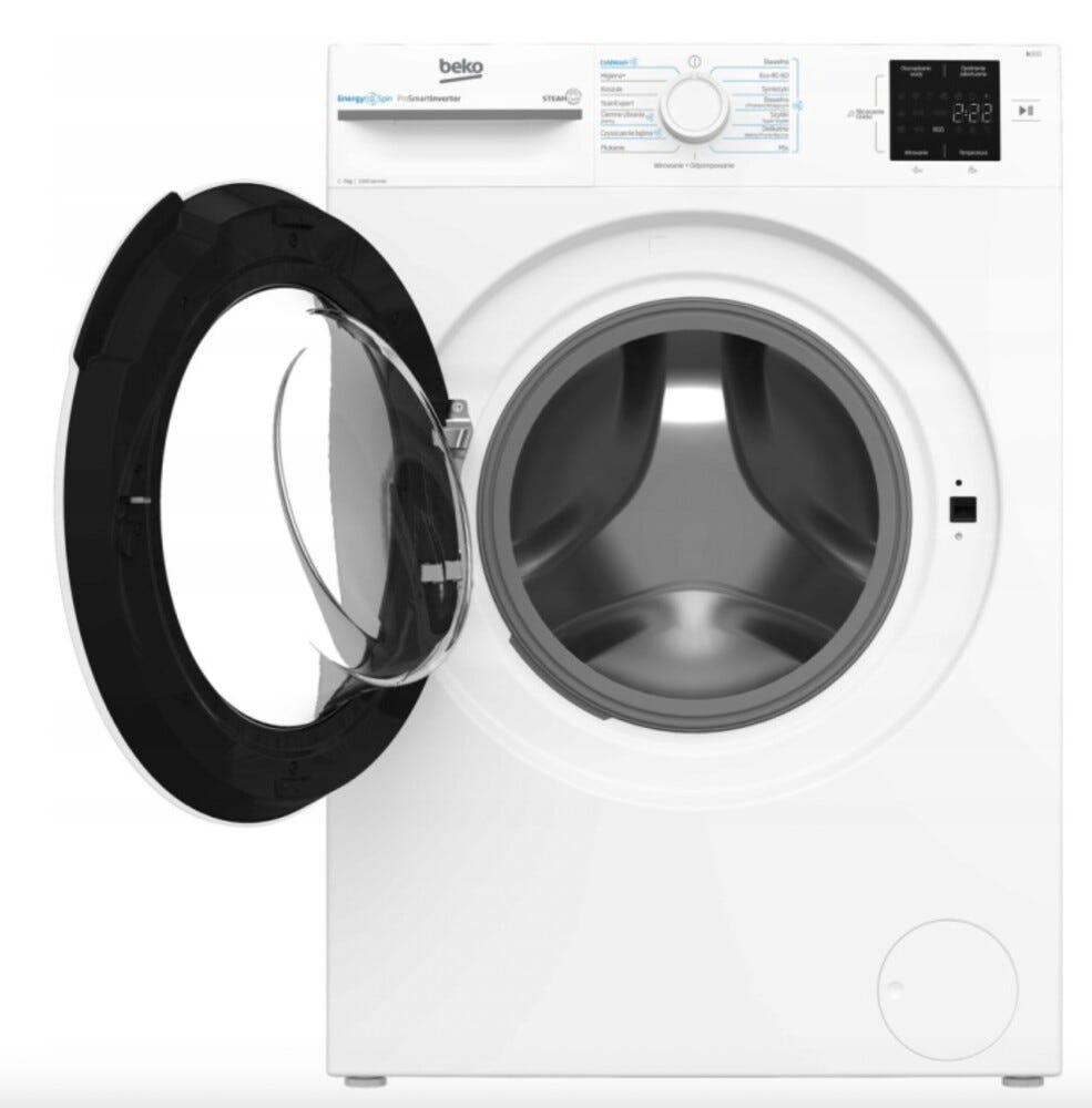 Beko BM3WFSU37015WW b300 Lavatrice cm. 60, capacità 7 kg, 1000 giri, SteamCure, ProSmart Inverter, bianco