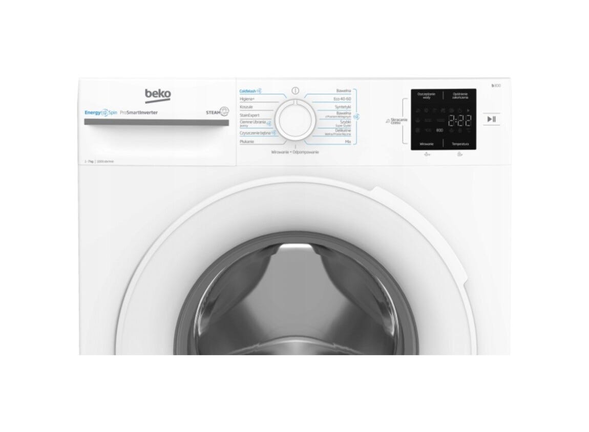 Beko BM3WFSU37015WW b300 Lavatrice cm. 60, capacità 7 kg, 1000 giri, SteamCure, ProSmart Inverter, bianco