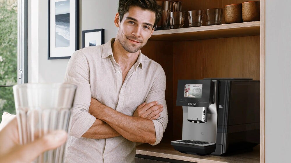Siemens TP725EM7 EQ700 iAroma Macchina da caffè automatica, macinacaffè e sistema latte integrato, funzione Coldbrew, display touch, Home Connect, silver