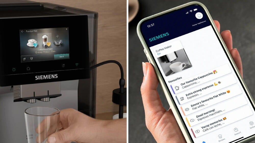 Siemens TP725EM7 EQ700 iAroma Macchina da caffè automatica, macinacaffè e sistema latte integrato, funzione Coldbrew, display touch, Home Connect, silver