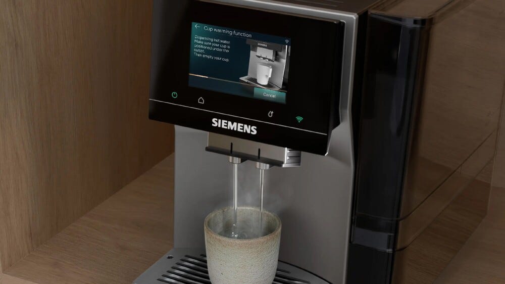 Siemens TP725EM7 EQ700 iAroma Macchina da caffè automatica, macinacaffè e sistema latte integrato, funzione Coldbrew, display touch, Home Connect, silver