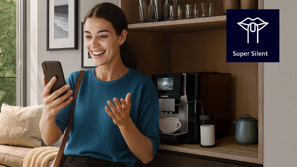 Siemens TP725EM7 EQ700 iAroma Macchina da caffè automatica, macinacaffè e sistema latte integrato, funzione Coldbrew, display touch, Home Connect, silver