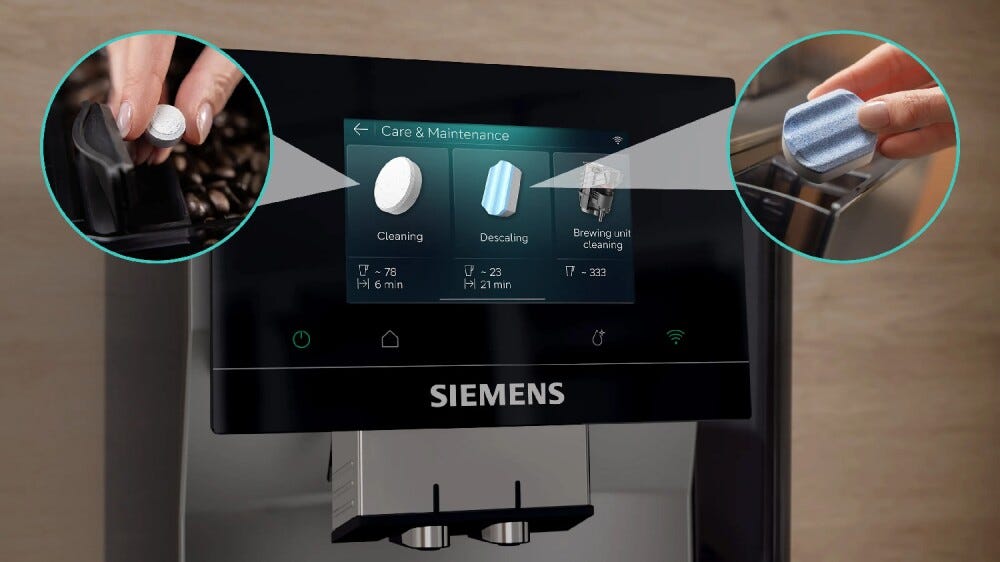 Siemens TQ725E03 EQ700 iAroma Macchina da caffè automatica, macinacaffè e sistema latte integrato, funzione Coldbrew, display touch, Home Connect, nero