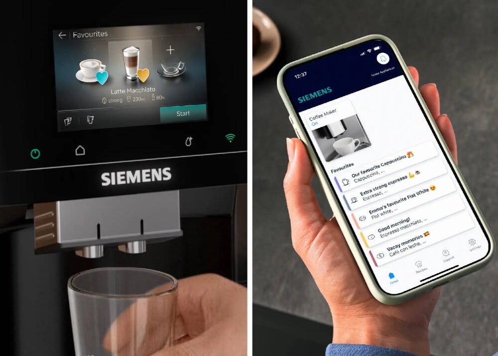 Siemens TQ725E03 EQ700 iAroma Macchina da caffè automatica, macinacaffè e sistema latte integrato, funzione Coldbrew, display touch, Home Connect, nero