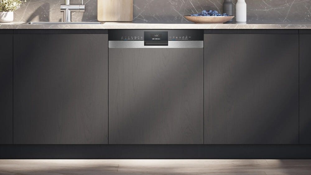 Siemens SX53ES22CE iQ300 lavastoviglie incasso integrata parziale cm. 60, 14 coperti, autoOpen dry, terzo cestello, Home Connect, pannello frontale inox