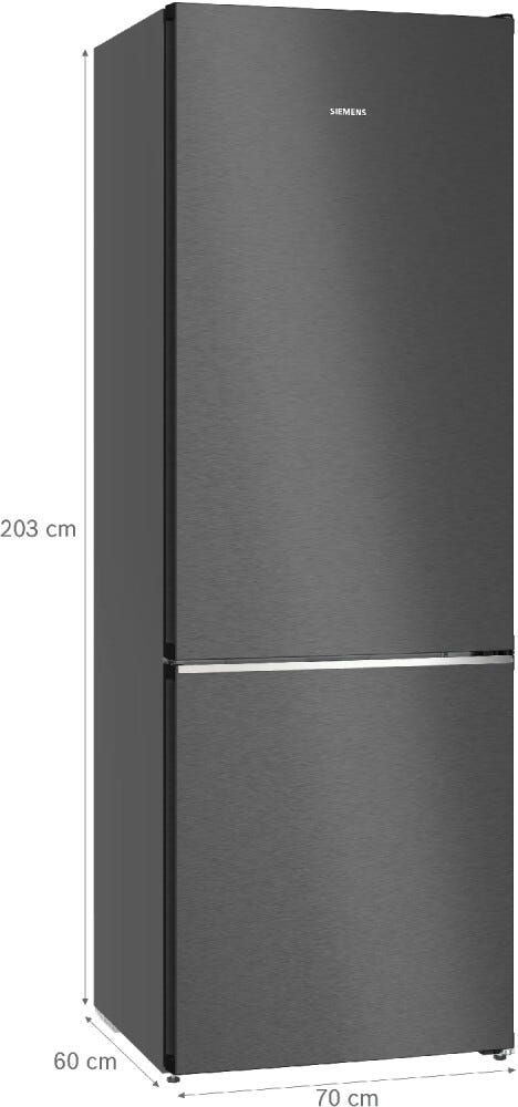 Siemens KG49N4XAF iQ500 Frigorifero con congelatore a libera installazione cm. 70, altezza 203, 440 litri, Total NoFrost, nero anti-impronta