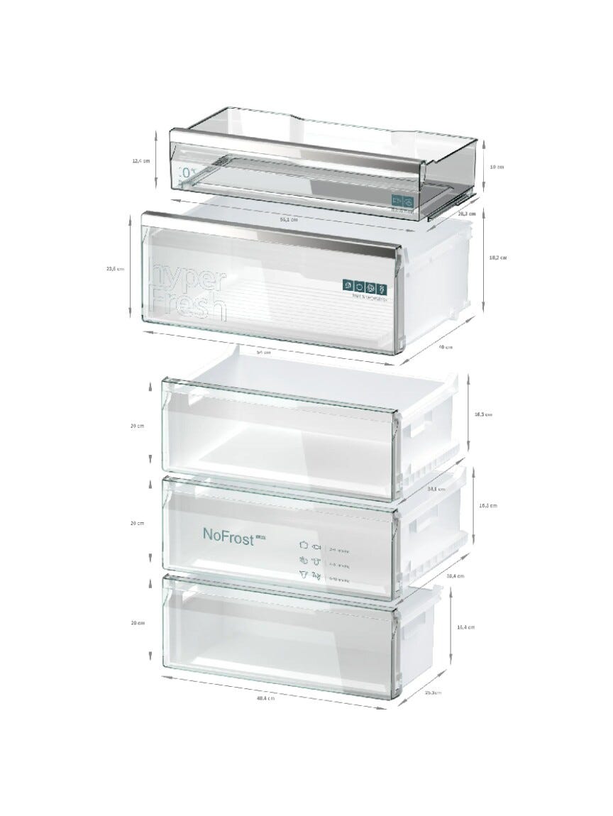 Siemens KG49N4XAF iQ500 Frigorifero con congelatore a libera installazione cm. 70, altezza 203, 440 litri, Total NoFrost, nero anti-impronta