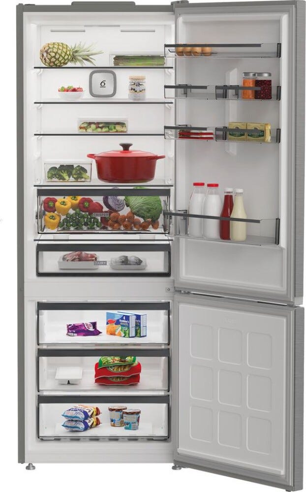 Whirlpool WHK26493X4E Frigorifero con congelatore cm. 70, capacità 490 litri, Dual No Frost, 6° Senso, inox
