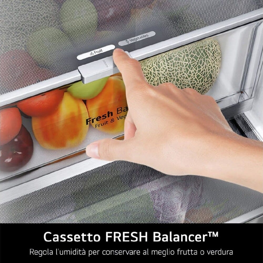 LG GBBS322APY Frigorifero con congelatore a libera installazione 60 cm 375 L, AI Inverter, Door & Linear Cooling, Classe A