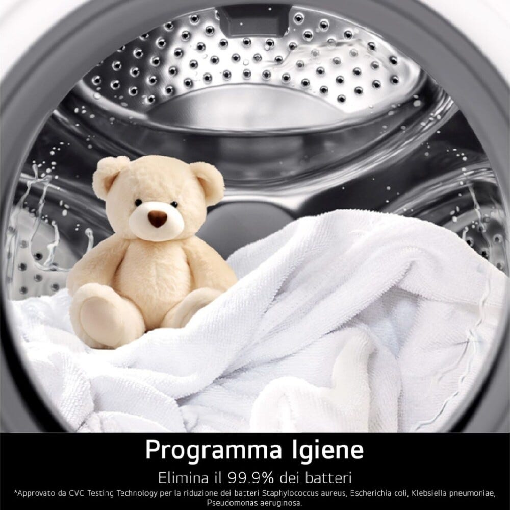 LG F4NA1009NWK Lavatrice 9 kg, 1.350 giri, Classe A, design essenziale