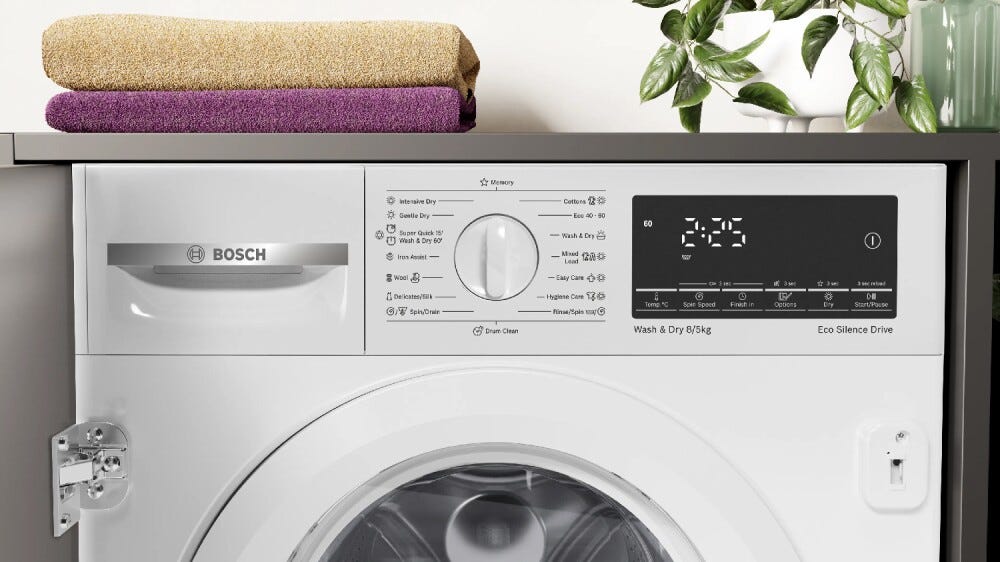 Bosch WKD28490EU serie 6 Lavasciuga da incasso cm. 60, lavaggio 8 kg, asciugatura 5 kg, programma HygieneCare, partenza differita