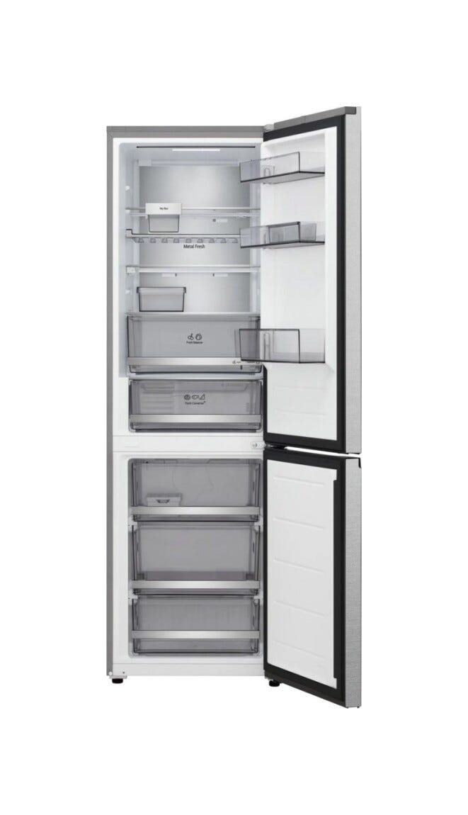 LG GBBS716CMB Frigorifero con congelatore a libera installazione, 333 L, AI Inverter, DoorCooling+, Digital FreshConverter+, inox