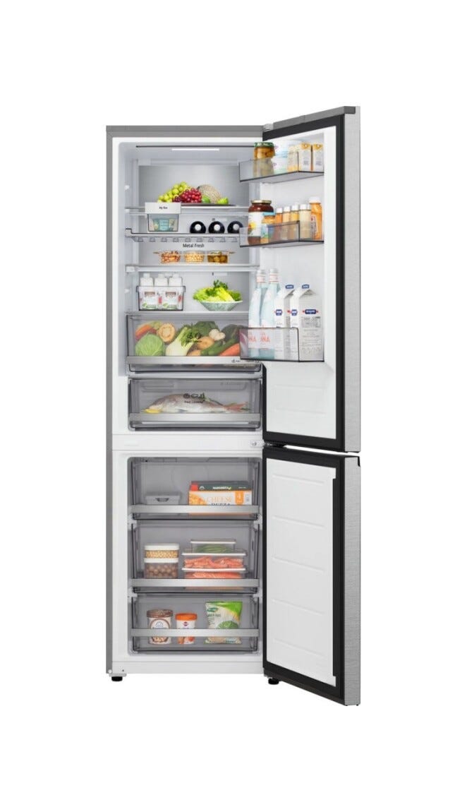 LG GBBS716CMB Frigorifero con congelatore a libera installazione, 333 L, AI Inverter, DoorCooling+, Digital FreshConverter+, inox