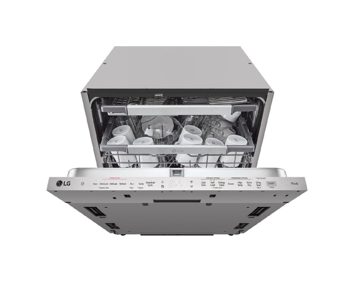 LG DB476TXS Lavastoviglie da incasso totale, 14 coperti, Classe A, QuadWash, TrueSteam, Direct Drive Inverter