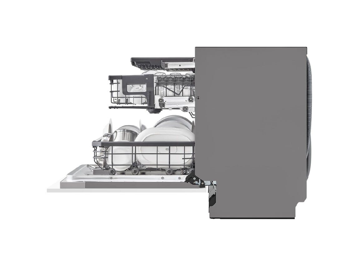LG DB476TXS Lavastoviglie da incasso totale, 14 coperti, Classe A, QuadWash, TrueSteam, Direct Drive Inverter